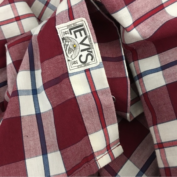 Levi’s Red Plaid Pearl Snap Western Casual Button Shirt Men’s Size L - Picture 5 of 9